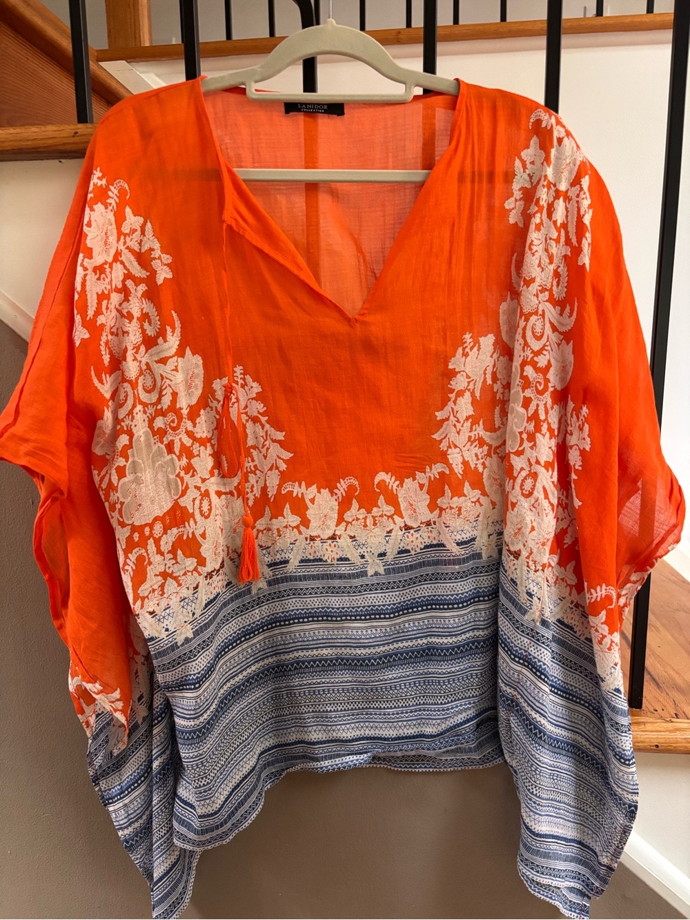 Lanidor Orange Blue and White Tunic Top